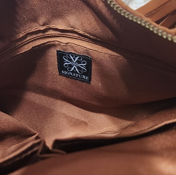 Avon Faux Suede Hobo Bag in Cognac, with matching wallet, NEW - Picture 10 of 11